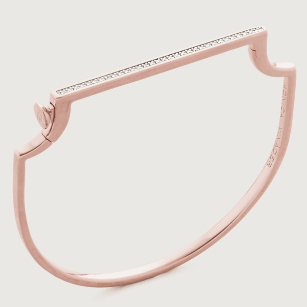 Monica Vinader Skinny Diamond Bangle in Rose Gold